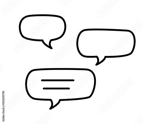 シンプルな手書きの吹き出しセット　ベクター
