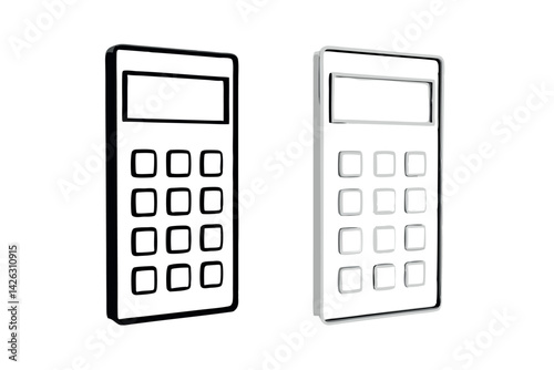 Set of minimalist calculator icons in various designs, featuring different shapes and styles for digital or educational purposes, line art icon set
