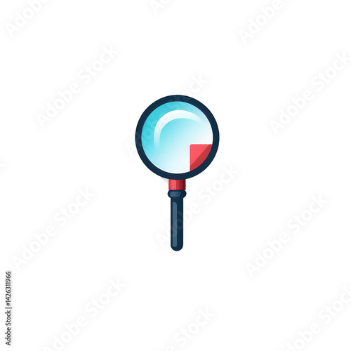A colorful magnifying glass icon with a transparent background, symbolizing search and discovery in various contexts, perfect for educational or digital media use isolated on white or transparent png