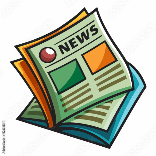 Colorful  Newspaper Illustration with Headlines and Graphics