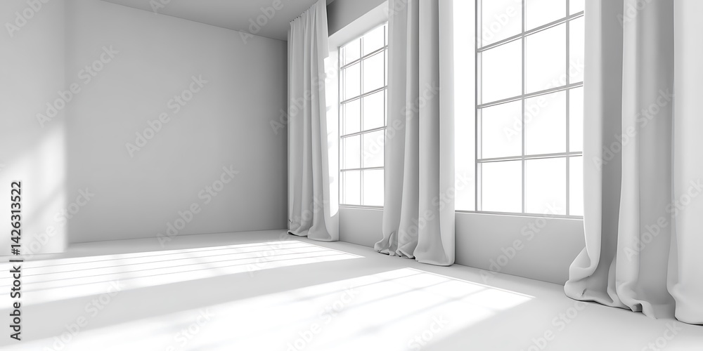 Obraz premium Empty Room Sunlight Windows