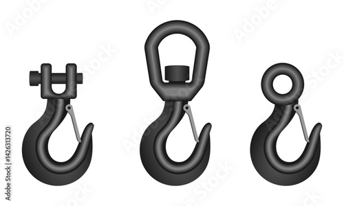 lifting hook set vector illustration isolated on white background.