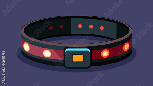 A classic black LED collar that can be customized to display your contact information ensuring your pet can be easily identified if lost.. Vector illustration