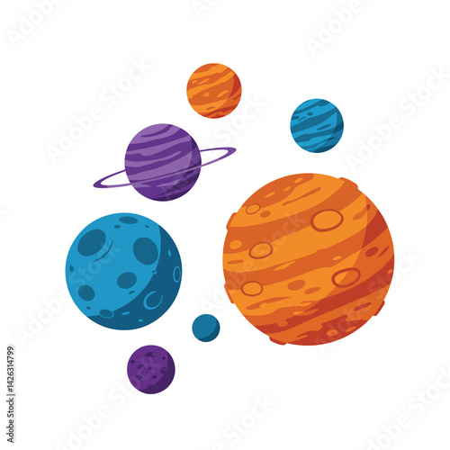 Stylized Planet & Solar System Icon Set