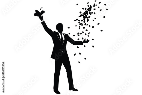 Graduating student silhouette tossing cap with excitement celebration of academic achievement