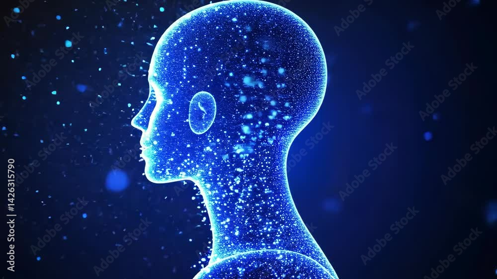 Digital transformation: futuristic ai concept with glowing human head Digital transformation: futuristic ai concept with glowing human head