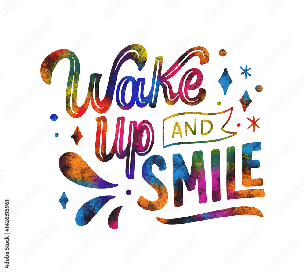 Motivational lettering wakeup and smile