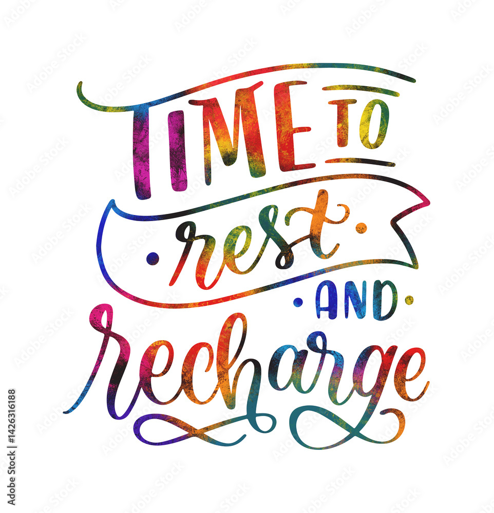 Lettering bedtime sticker time to rest and recharge