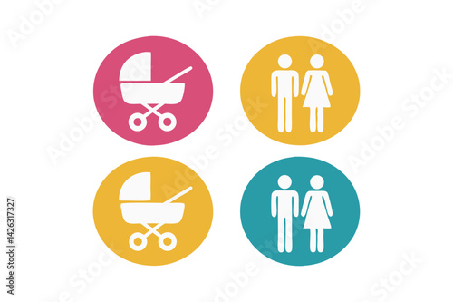 Family and Parenting Icons: Symbolizing Childcare and Inclusivity