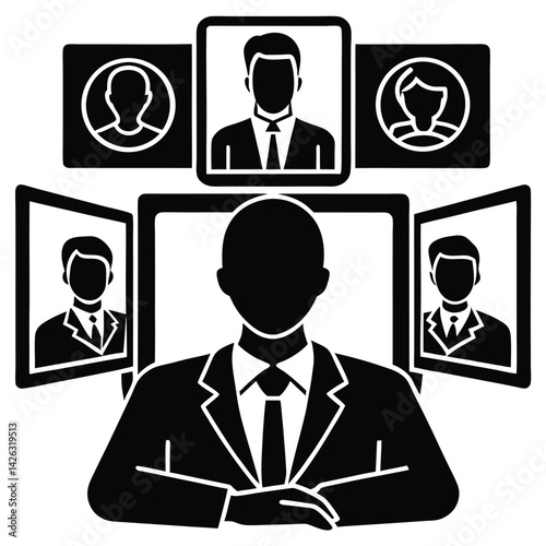 Virtual meeting concept with businessman and team connection via online conference call