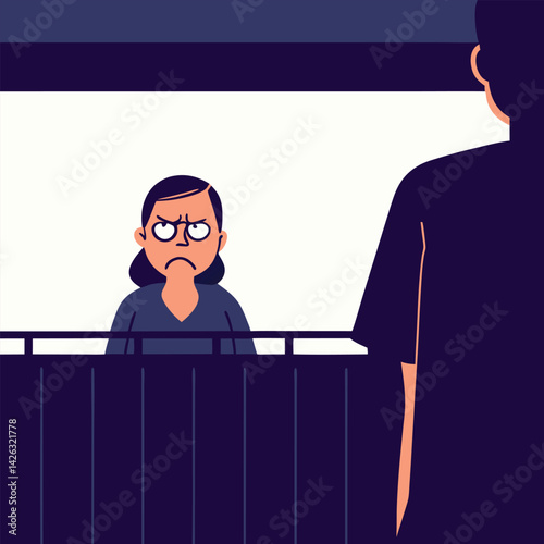 Disgruntled woman looking at a man vector illustration modern design