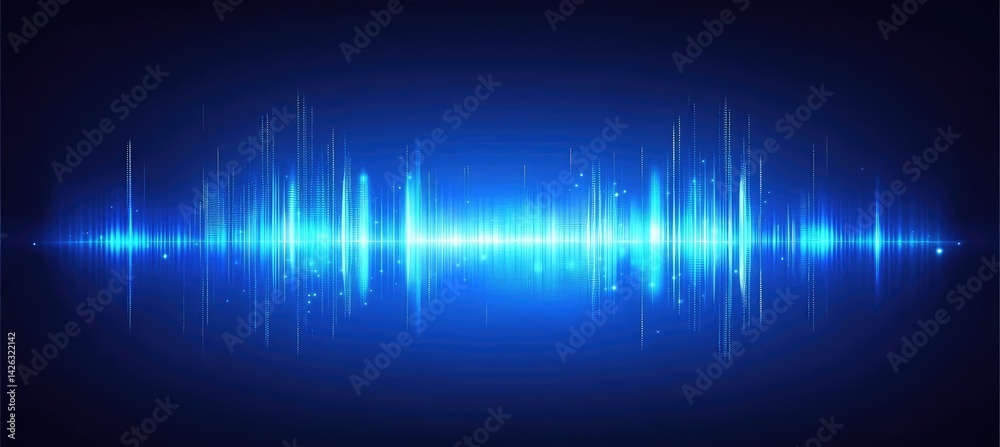 Abstract blue glowing waveform, dynamic energy pulses, vibrant light streaks Abstract blue glowing waveform, dynamic energy pulses, vibrant light streaks