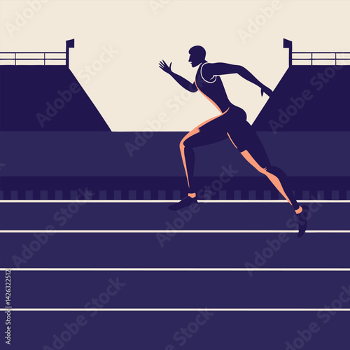 Runner on track field illustration athletics sports performance vector design