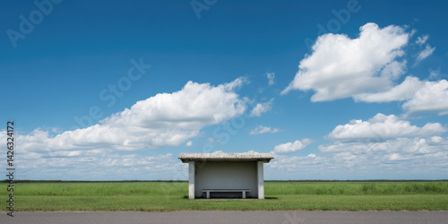 A deserted bus stop in a rural area
