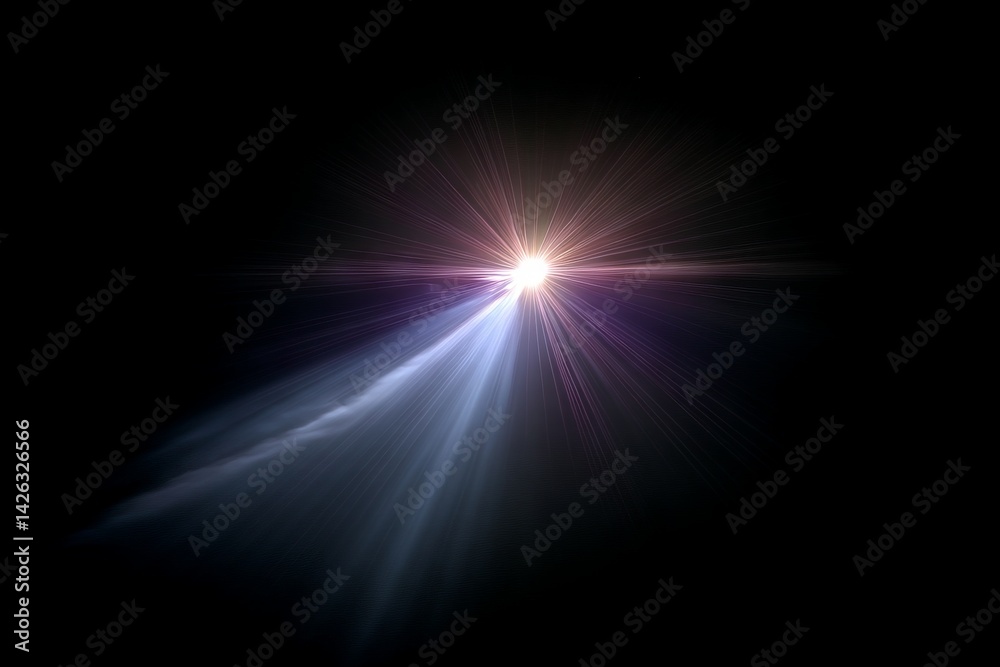 Obraz premium Bright light beam illuminating the darkness with colorful rays expanding in space