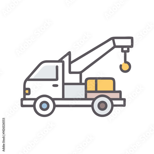 Vector Illustration of a Tow Truck, Isolated on Black Background