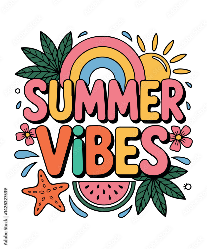 Obraz premium Summer Vibes Design with Rainbow