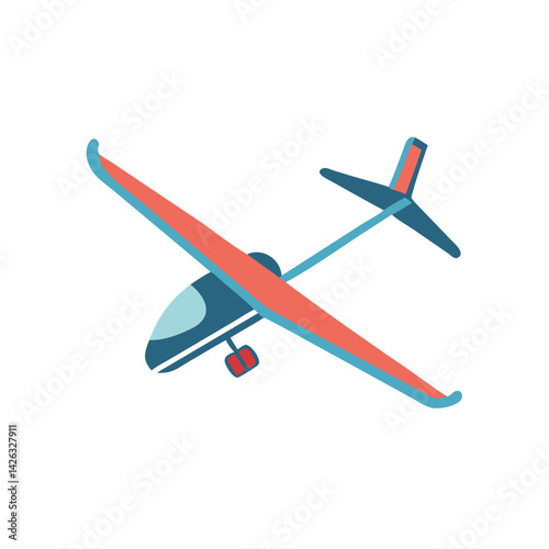 Cartoon Glider Plane Illustration Isolated on Black Background, Vector Design