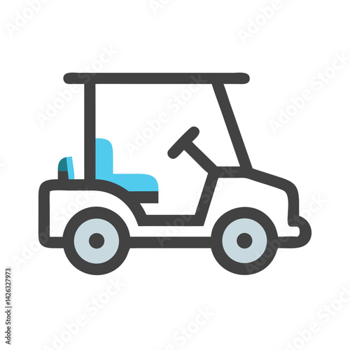 Modern and Minimalist Icon of a Golf Cart on Black Background