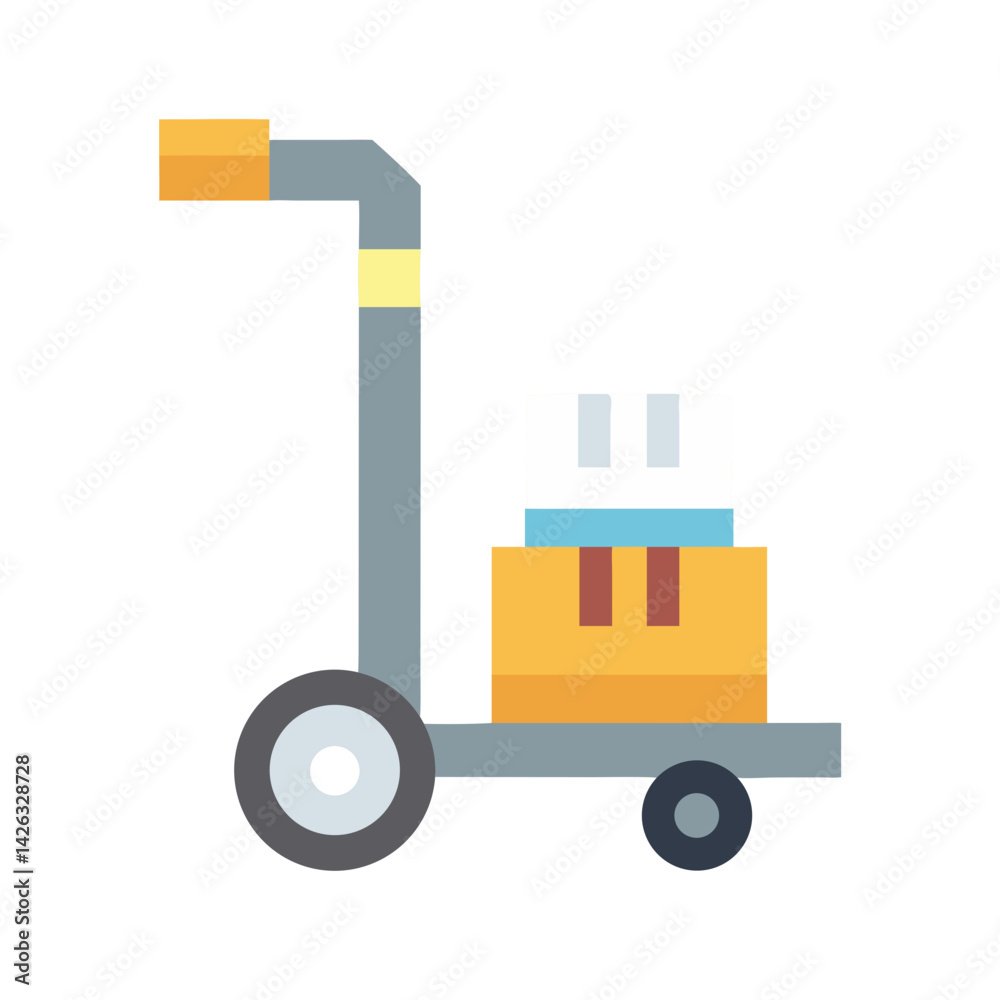 Hand Truck with Boxes, Moving Dolly, Delivery Cart Illustration Isolated Hand Truck with Boxes, Moving Dolly, Delivery Cart Illustration Isolated