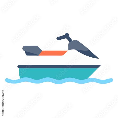 Vector Illustration of a Jet Ski on the Water, Black Background