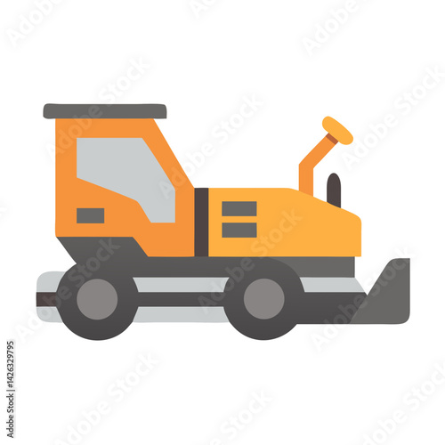 Stylized Road Milling Machine Illustration on Black Background for Construction
