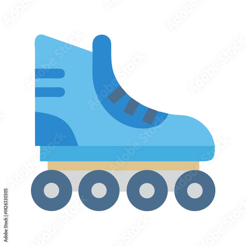 Isolated blue inline roller skate icon illustration on a black background