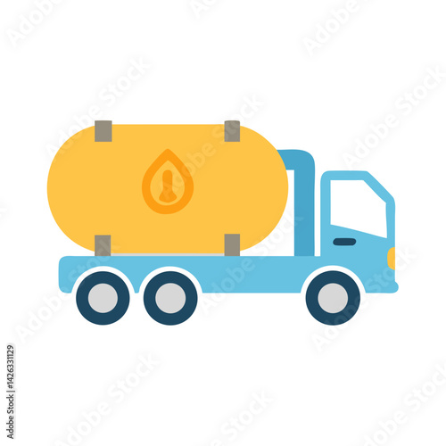 Oil Tanker Truck Vector Illustration on Black Background, Transportation of Fossil Fuel