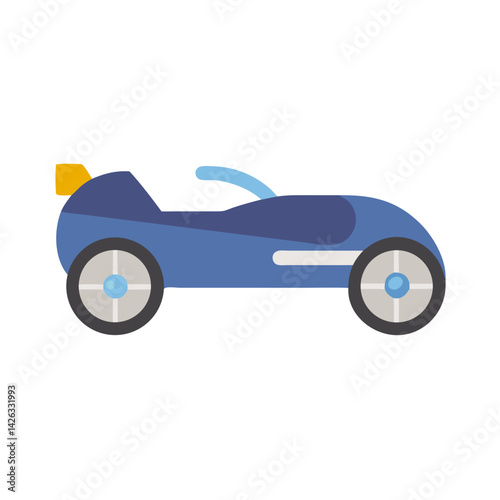 Stylized Blue Race Car Vector Illustration on Black Background for Design