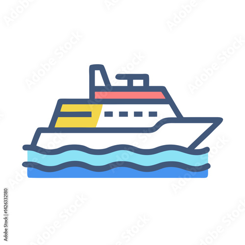 Colorful Yacht on the Water - Minimalist Illustration with Black Background