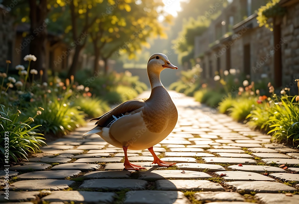Fototapeta premium Beautiful Duck Standing In The Park