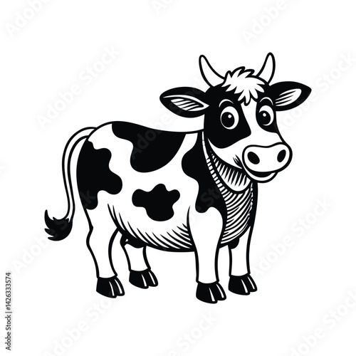 Adorable cow illustration silhouette isolated on white background