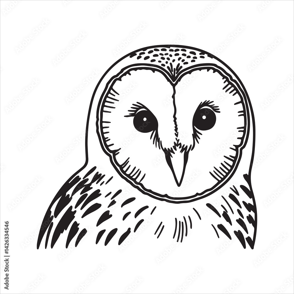 Fototapeta premium Close-Up of Barn Owl with Piercing Eyes in Natural Habitat