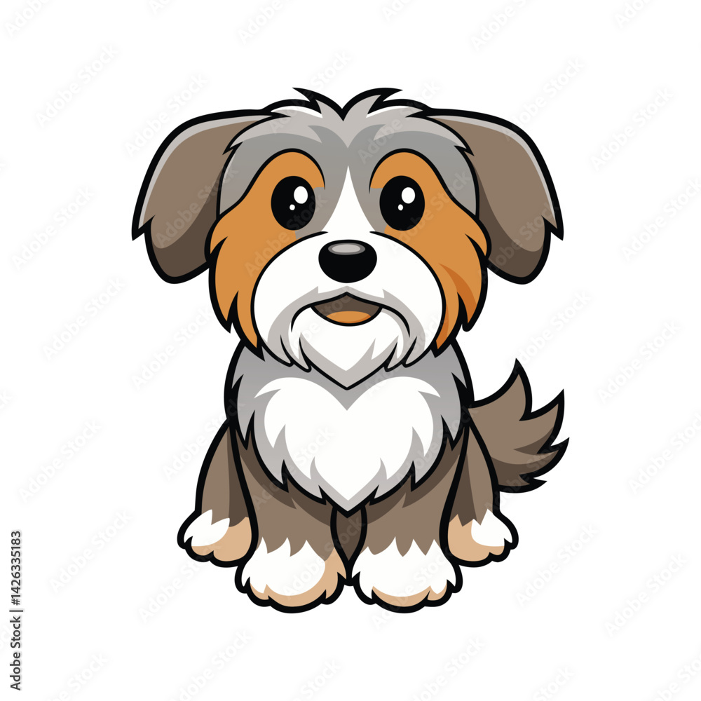 Fototapeta premium Adorable havanese dog with bright eyes vector illustration isolated on white background