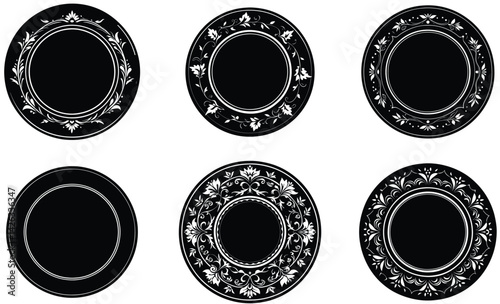Plate silhouette black vector art design set on white background