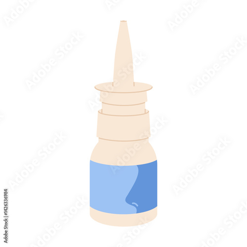 Nasal spray bottle. Flat vector isolated illustration