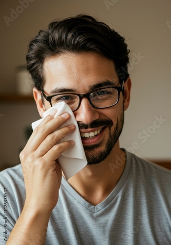 Man wiping his face