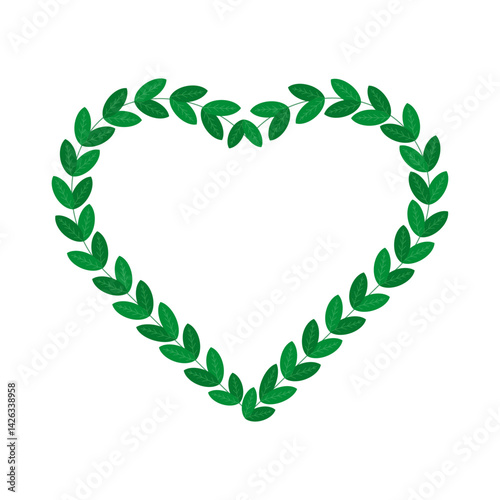 Heart Shape Made of Green Leaves Depicting Nature and Love Concepts