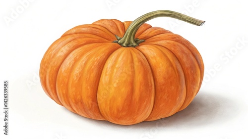 A single orange pumpkin with a curved stem isolated against a plain white background studio shot created with generated ai