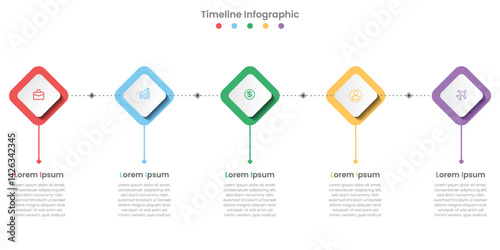 Five-Stage Colorful Timeline Infographic
