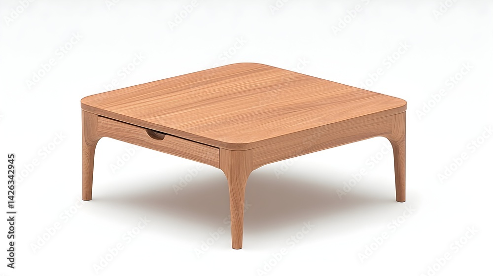 Square wooden coffee table with a single drawer Square wooden coffee table with a single drawer