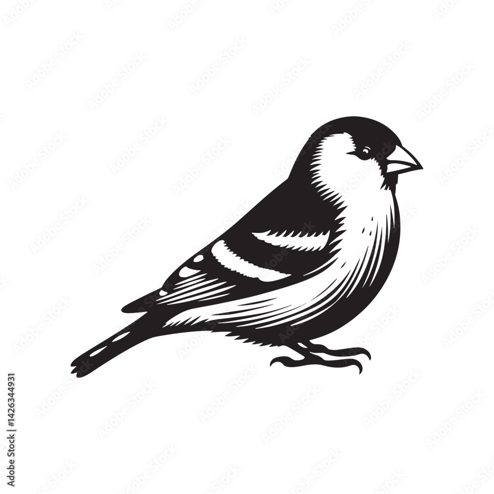 Obraz premium Charming American Goldfinch Silhouette Vector - Vibrant Bird Design Perfect for Nature Art - Minimalist American Goldfinch Illustration.
