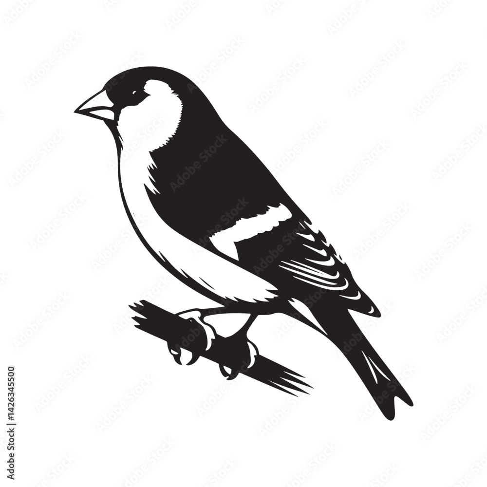 Obraz premium Charming American Goldfinch Silhouette Vector - Vibrant Bird Design Perfect for Nature Art - Minimalist American Goldfinch Illustration.