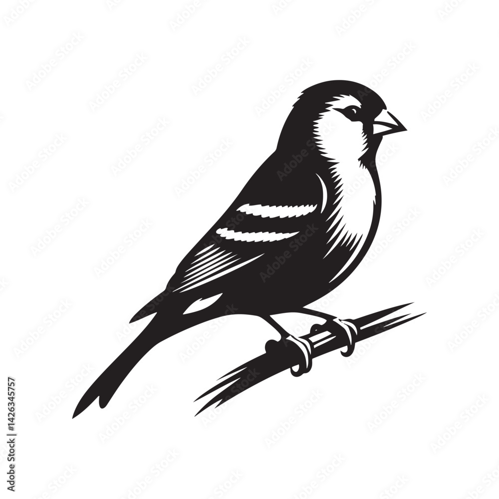 Obraz premium Charming American Goldfinch Silhouette Vector - Vibrant Bird Design Perfect for Nature Art - Minimalist American Goldfinch Illustration.