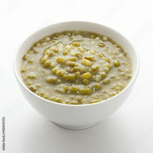 Close-up of Mung Bean Soup in a White Bowl