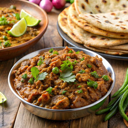 Wallpaper Mural Mutton keema minced meat with paratha for a hearty and flavorful meal Torontodigital.ca