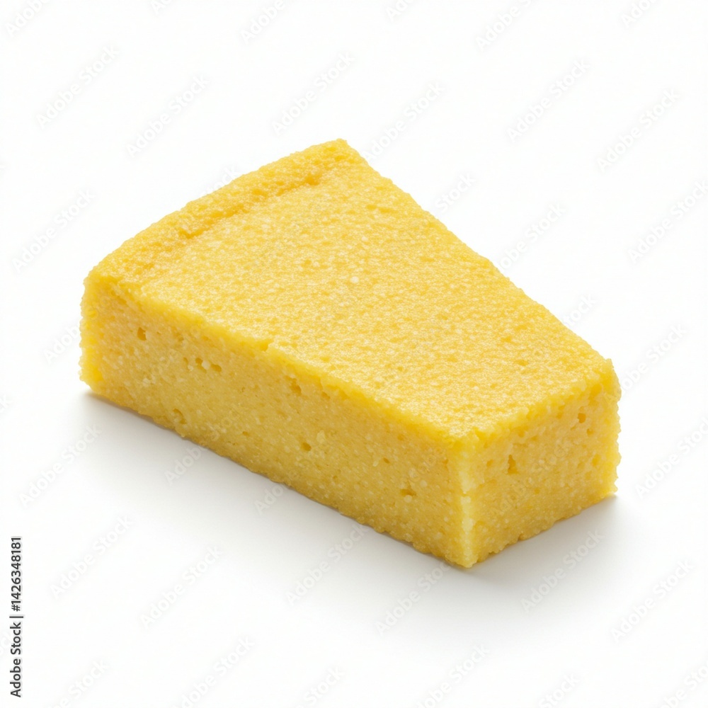 Close-up of a triangular piece of polenta cake. Close-up of a triangular piece of polenta cake.