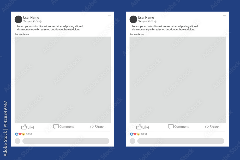 Facebook social media mock-up design with customizable templates