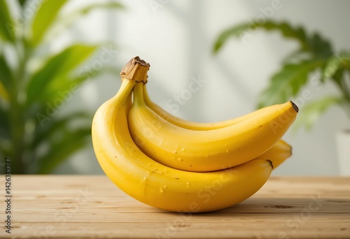 Fresh Bananas On A Wooden Table