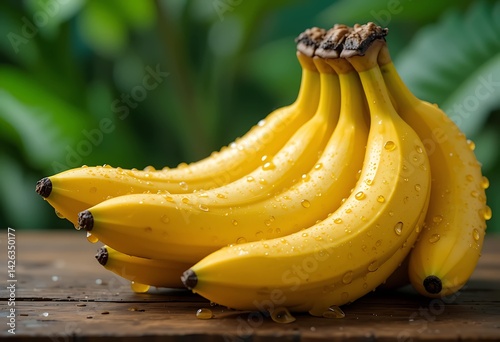 Fresh Bananas On A Wooden Table